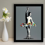 Ballerina Dancing Girl Modern Street Art Graffiti, Framed Art Prints Wall Art Home Decor, Ready to Hang