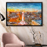 Baltimore Maryland Usa Cityscape Mt Vernon City Art Watercolor Framed Canvas Prints Wall Art Home Decor,Floating Frame