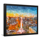Baltimore Maryland Usa Cityscape Mt Vernon City Art Watercolor Framed Art Prints Wall Art Decor,Framed Picture