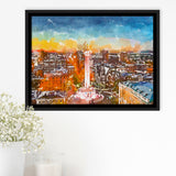 Baltimore Maryland Usa Cityscape Mt Vernon City Art Watercolor Framed Canvas Prints Wall Art Home Decor,Floating Frame