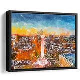 Baltimore Maryland Usa Cityscape Mt Vernon City Art Watercolor Framed Canvas Prints Wall Art Home Decor,Floating Frame