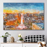 Baltimore Maryland Usa Cityscape Mt Vernon City Art Watercolor Canvas Prints Wall Art Home Decor, Large Canvas
