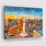 Baltimore Maryland Usa Cityscape Mt Vernon City Art Watercolor Canvas Prints Wall Art Home Decor, Large Canvas