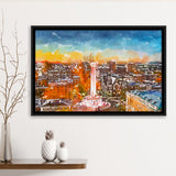 Baltimore Maryland Usa Cityscape Mt Vernon City Art Watercolor Framed Canvas Prints Wall Art Home Decor,Floating Frame