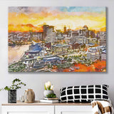 Baltimore Maryland Usa Downtown Cityscape Dusk City Art Watercolor Canvas Prints Wall Art Home Decor, Large Canvas