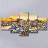 Baltimore Maryland Usa Downtown Cityscape Dusk 5 Pieces Mixed Canvas Prints Wall Art Home Decor