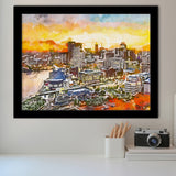 Baltimore Maryland Usa Downtown Cityscape Dusk City Art Watercolor Framed Art Prints Wall Art Decor,Framed Picture