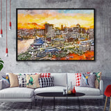 Baltimore Maryland Usa Downtown Cityscape Dusk City Art Watercolor Framed Canvas Prints Wall Art Home Decor,Floating Frame