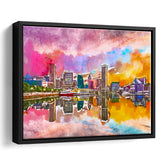 Baltimore Maryland Usa Skyline On Inner City Art Watercolor Framed Canvas Prints Wall Art Home Decor,Floating Frame