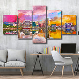 Baltimore Maryland Usa Skyline On Inner 5 Pieces Mixed Canvas Prints Wall Art Home Decor