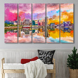 Baltimore Maryland Usa Skyline On Inner 5 Pieces Extra Large Canvas Prints Wall Art Home Decor