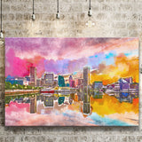 Baltimore Maryland Usa Skyline On Inner City Art Watercolor Canvas Prints Wall Art Home Decor, Large Canvas