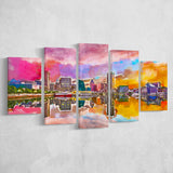 Baltimore Maryland Usa Skyline On Inner 5 Pieces Mixed Canvas Prints Wall Art Home Decor