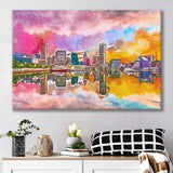 Baltimore Maryland Usa Skyline On Inner City Art Watercolor Canvas Prints Wall Art Home Decor, Large Canvas