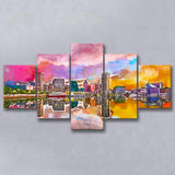 Baltimore Maryland Usa Skyline On Inner 5 Pieces Mixed Canvas Prints Wall Art Home Decor