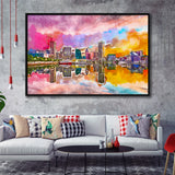 Baltimore Maryland Usa Skyline On Inner City Art Watercolor Framed Canvas Prints Wall Art Home Decor,Floating Frame