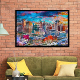 Baltimore Maryland Usa Skyline Over Inner City Art Watercolor Framed Art Prints Wall Art Decor,Framed Picture