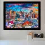 Baltimore Maryland Usa Skyline Over Inner City Art Watercolor Framed Art Prints Wall Art Decor,Framed Picture