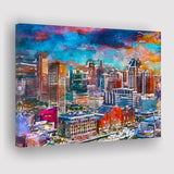 Baltimore Maryland Usa Skyline Over Inner City Art Watercolor Canvas Prints Wall Art Home Decor, Large Canvas
