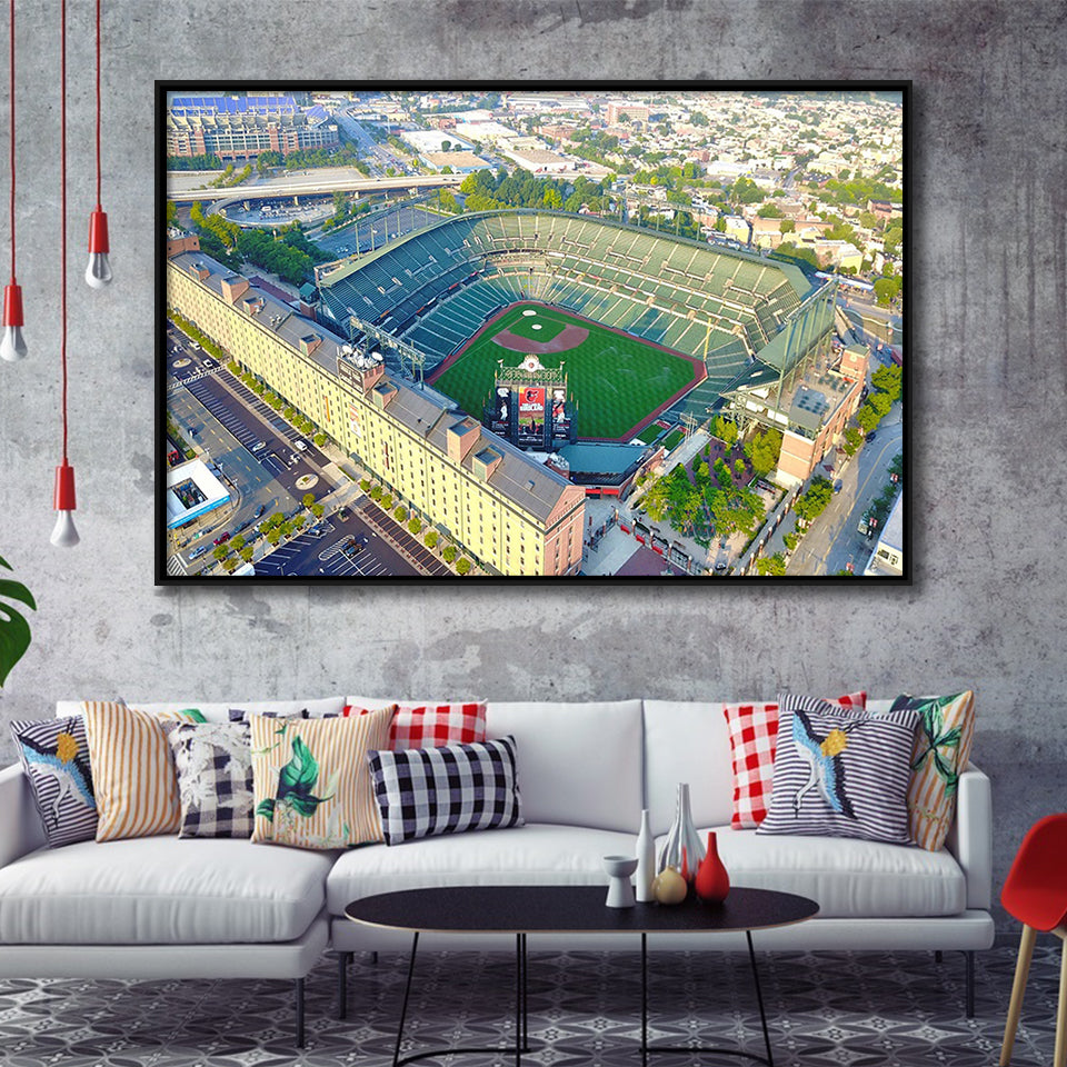 Baltimore Orioles Stadium Framed Canvas Prints Oriole Park At Camden,Sport Stadium Art Prints, Fan Gift