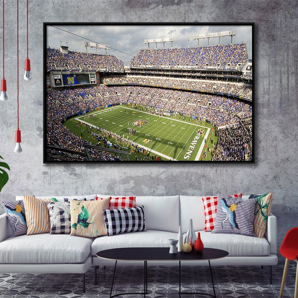 Baltimore Ravens Stadium Framed Canvas Prints MT Bank Stadium Wall Art,Sport Stadium Art Prints, Fan Gift