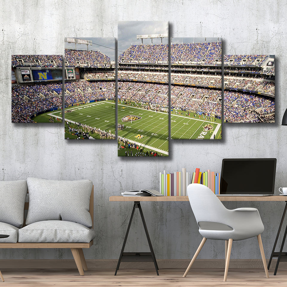 Baltimore Ravens Stadium Canvas Prints MT Bank Stadium Wall Art,Multi Panels,Sport Stadium Art Prints, Fan Gift