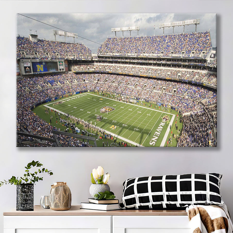 Baltimore Ravens Stadium Canvas Prints MT Bank Stadium Wall Art,Sport Stadium Art Prints, Fan Gift, Wall Decor