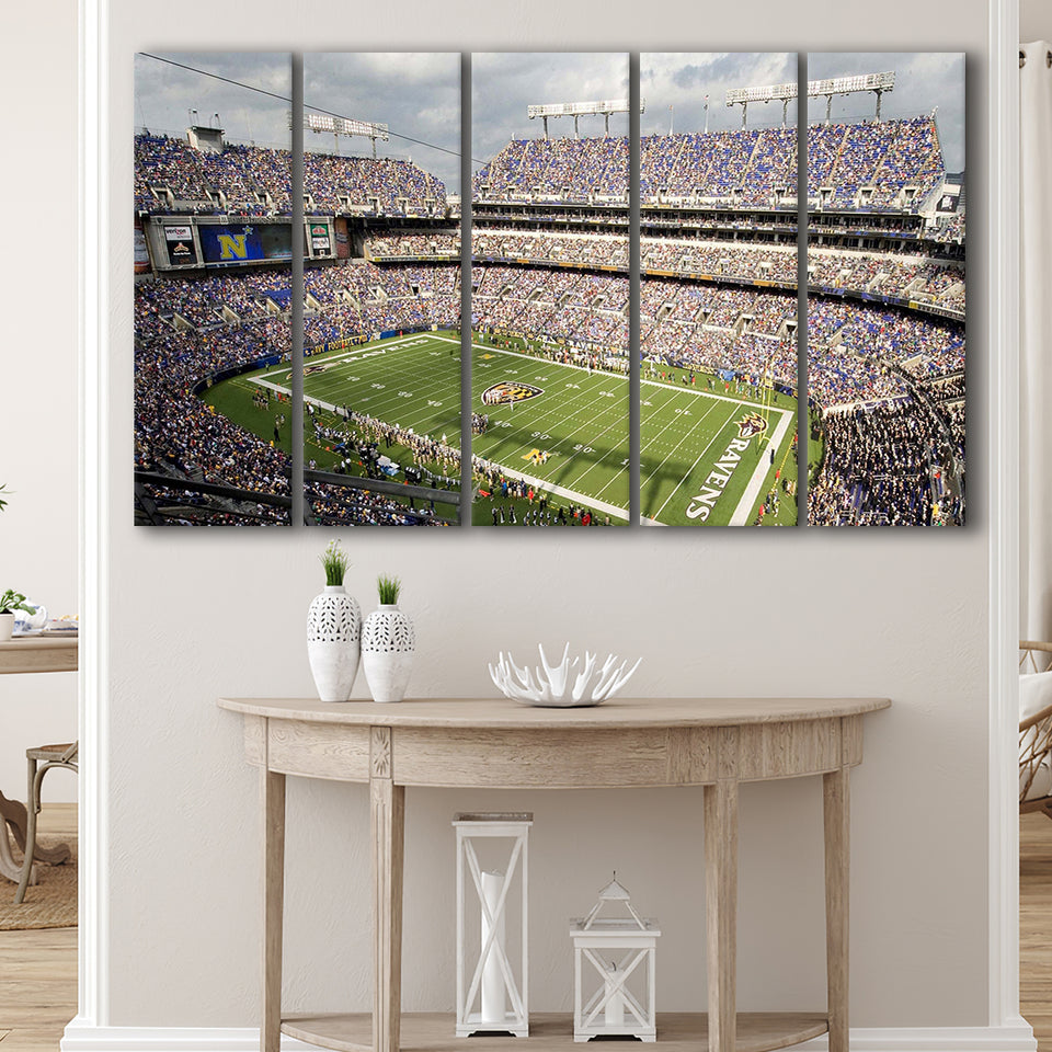 Baltimore Ravens Stadium Canvas Prints MT Bank Stadium Wall Art,Multi Panels B,Sport Stadium Art Prints, Fan Gift