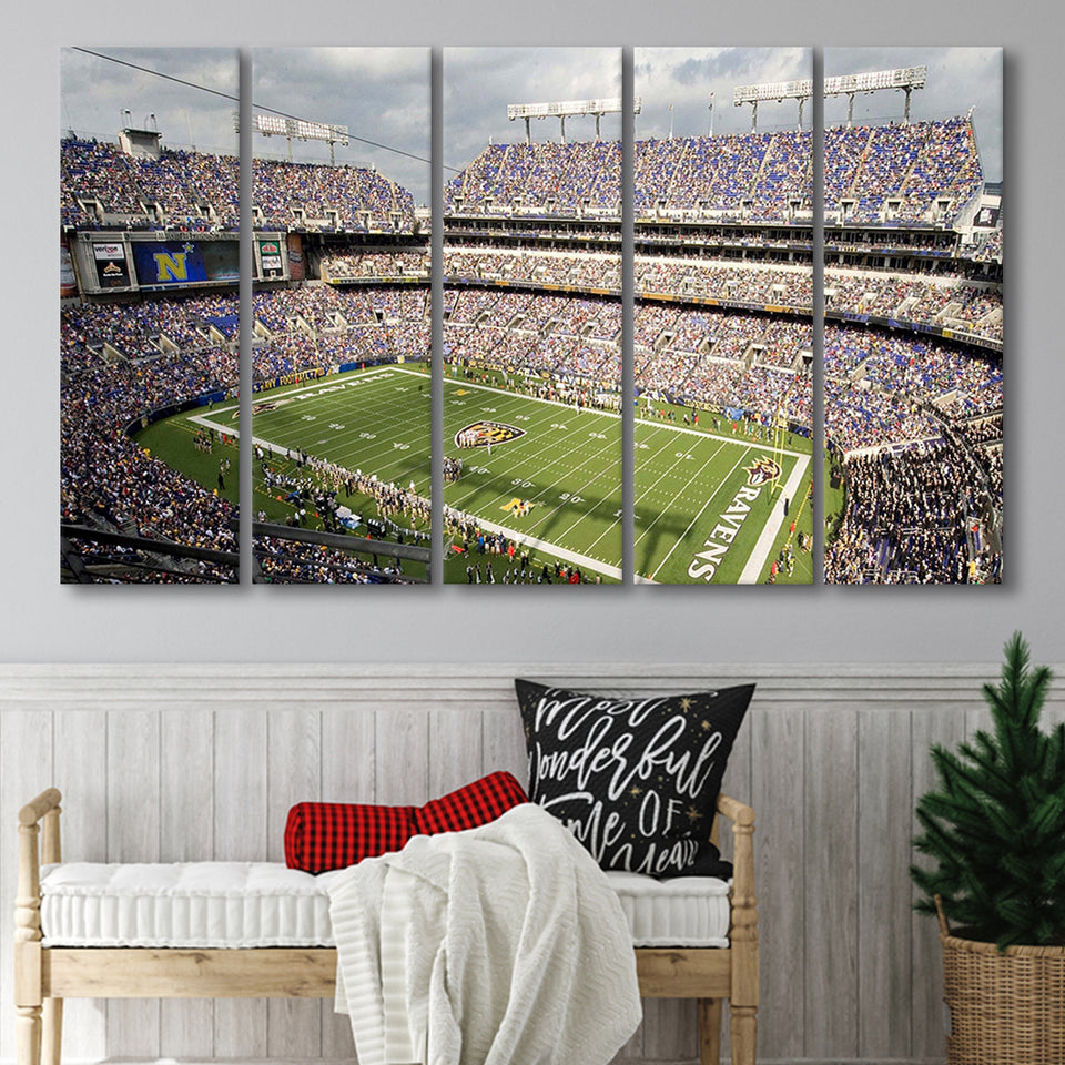 Baltimore Ravens Stadium Canvas Prints MT Bank Stadium Wall Art,Multi Panels B,Sport Stadium Art Prints, Fan Gift