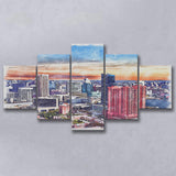 Baltimore Watercolor Baltimore Maryland, 5 Pieces, Multi Panel Canvas Prints Wall Art Decor
