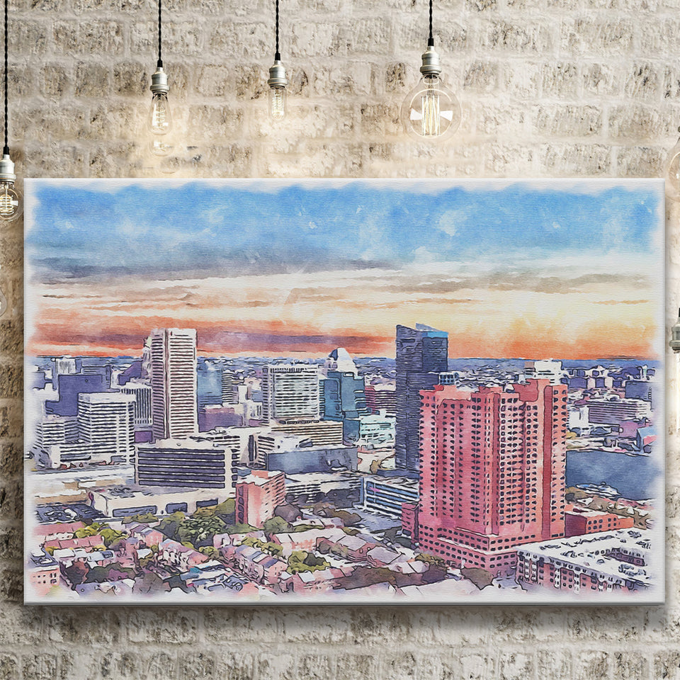 Baltimore Watercolor Baltimore Maryland, Sport Art Prints Fan Gift, Canvas Prints Wall Art Decor