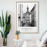 Bamberg Germany Black And White Art Framed Canvas Prints Wall Art Home Decor, Floating Frame