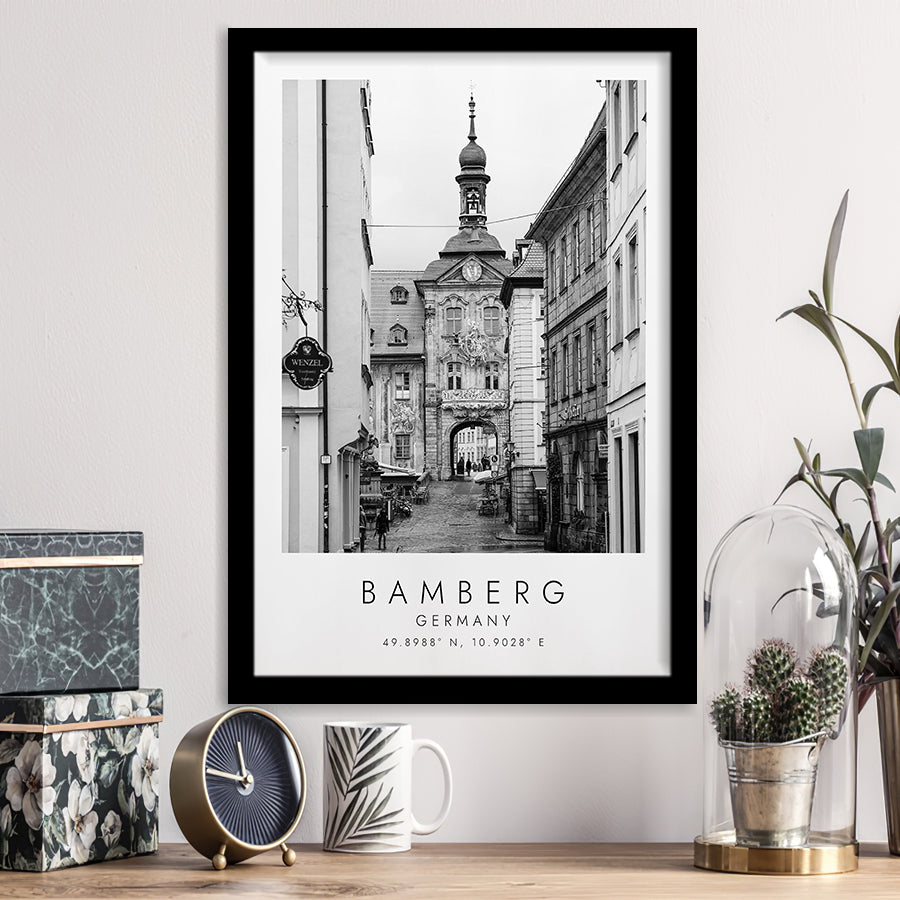 Bamberg Germany Black And White Art Framed Art Prints Wall Art Decor, Framed Picture