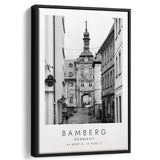Bamberg Germany Black And White Art Framed Canvas Prints Wall Art Home Decor, Floating Frame