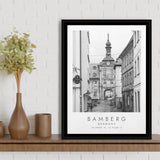 Bamberg Germany Black And White Art Framed Canvas Prints Wall Art Home Decor, Floating Frame