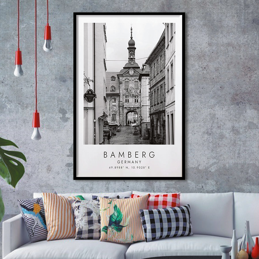 Bamberg Germany Black And White Art Framed Art Prints Wall Art Decor, Framed Picture