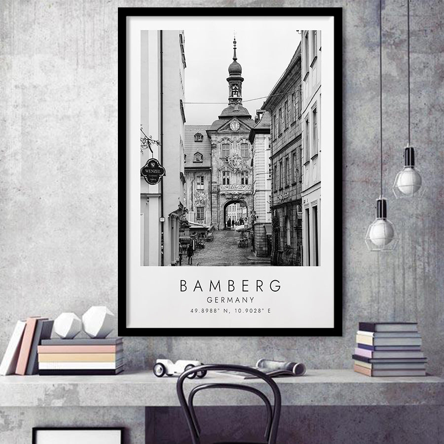 Bamberg Germany Black And White Art Framed Art Prints Wall Art Decor, Framed Picture