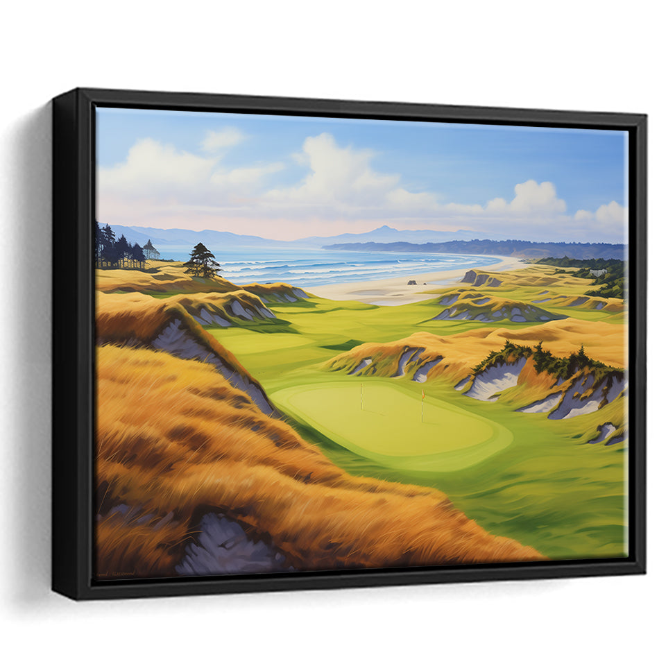 Bandon Dunes Golf Courses At Bandon Ore. U.S.A Painting Art, Framed Canvas Prints Wall Art Decor, Floating Frame