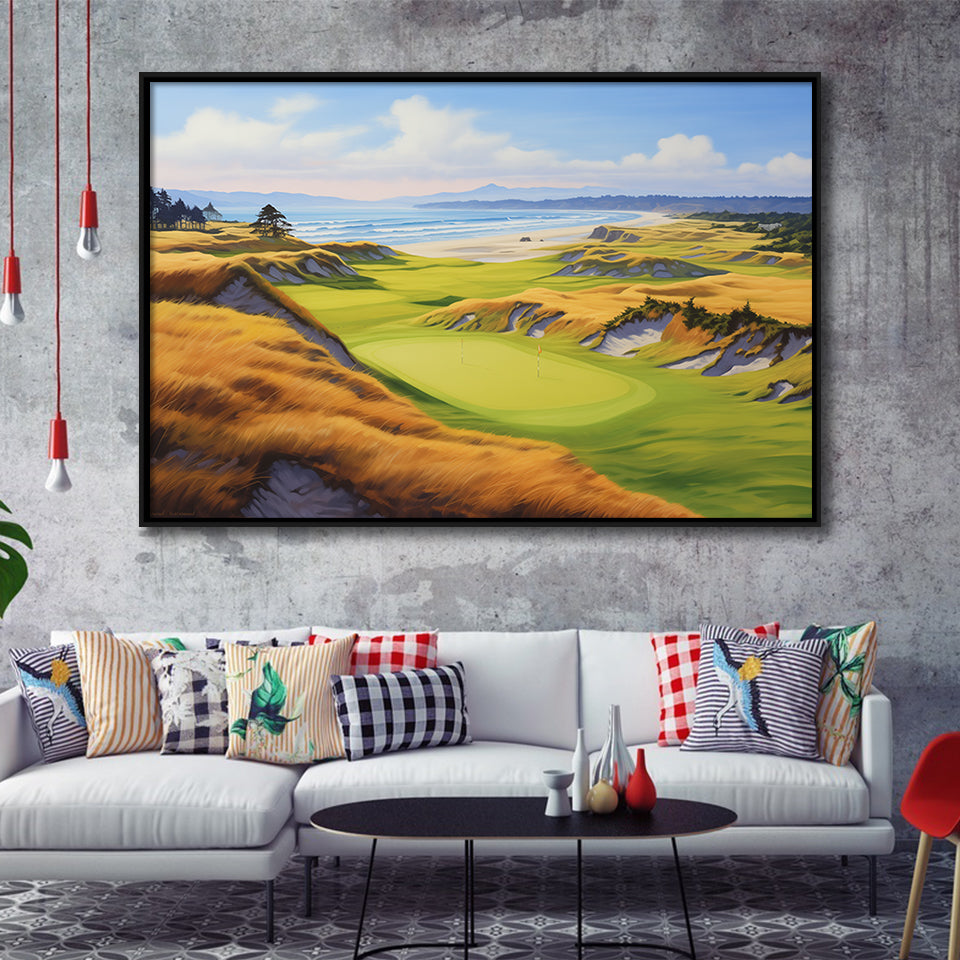 Bandon Dunes Golf Courses At Bandon Ore. U.S.A Painting Art, Framed Canvas Prints Wall Art Decor, Floating Frame