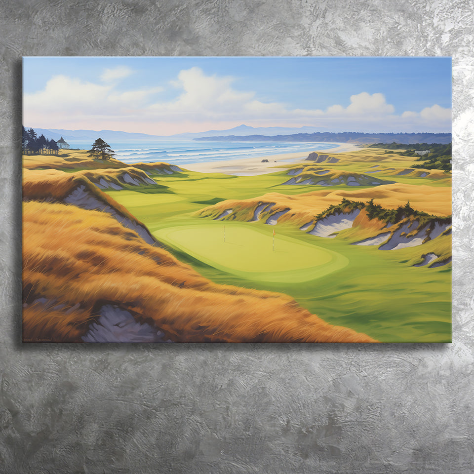 Bandon Dunes Golf Courses At Bandon Ore. U.S.A Painting Art Canvas Prints Wall Art, Painting Art Home Decor