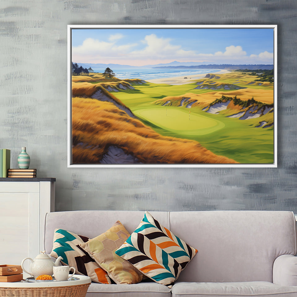 Bandon Dunes Golf Courses At Bandon Ore. U.S.A Painting Art, Framed Canvas Prints Wall Art Decor, Floating Frame