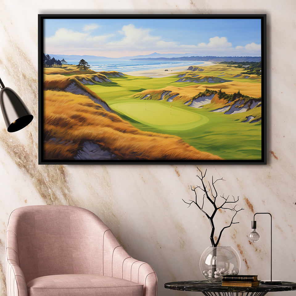 Bandon Dunes Golf Courses At Bandon Ore. U.S.A Painting Art, Framed Canvas Prints Wall Art Decor, Floating Frame
