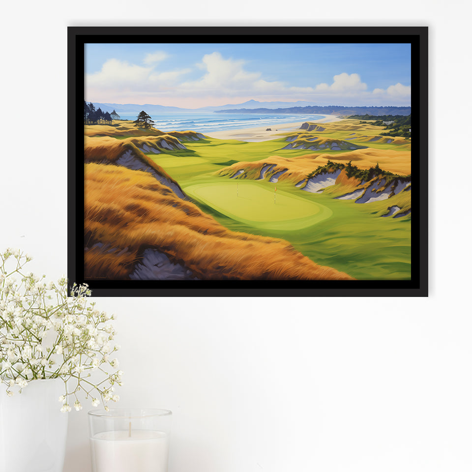 Bandon Dunes Golf Courses At Bandon Ore. U.S.A Painting Art, Framed Canvas Prints Wall Art Decor, Floating Frame