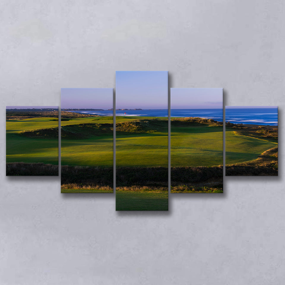 Bandon Dunes Golf Courses Hole 16, Bandon, Oregon, Golf Art Print, 5 Panels Canvas Prints Wall Art Decor