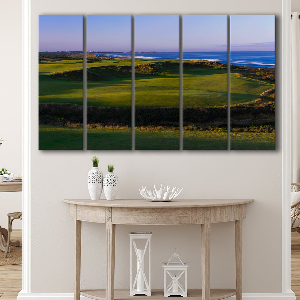 Bandon Dunes Golf Courses Hole 16, Bandon, Oregon, 5 Panels Extra Large Canvas Prints Wall Art Decor