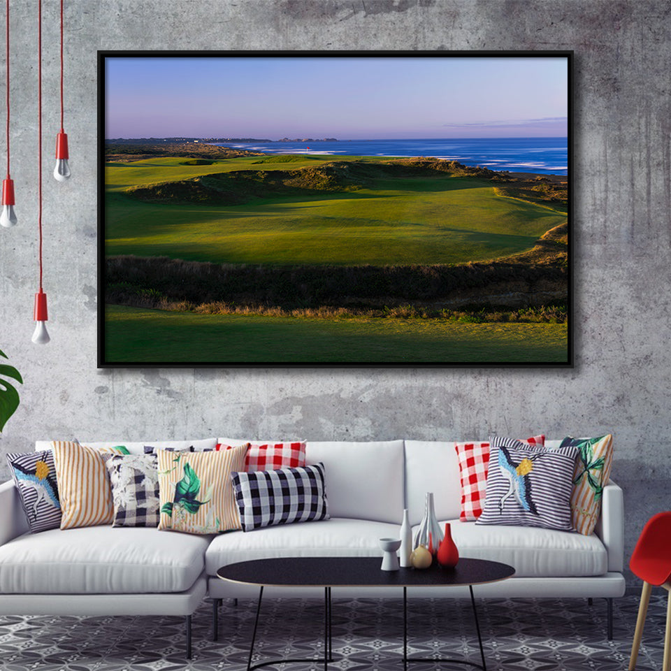 Bandon Dunes Golf Courses Hole 16, Bandon, Oregon, Golf Art Print, Framed Canvas Prints Wall Art Decor, Floating Frame