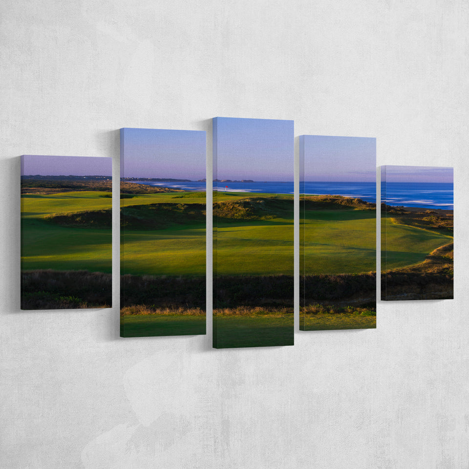 Bandon Dunes Golf Courses Hole 16, Bandon, Oregon, Golf Art Print, 5 Panels Canvas Prints Wall Art Decor