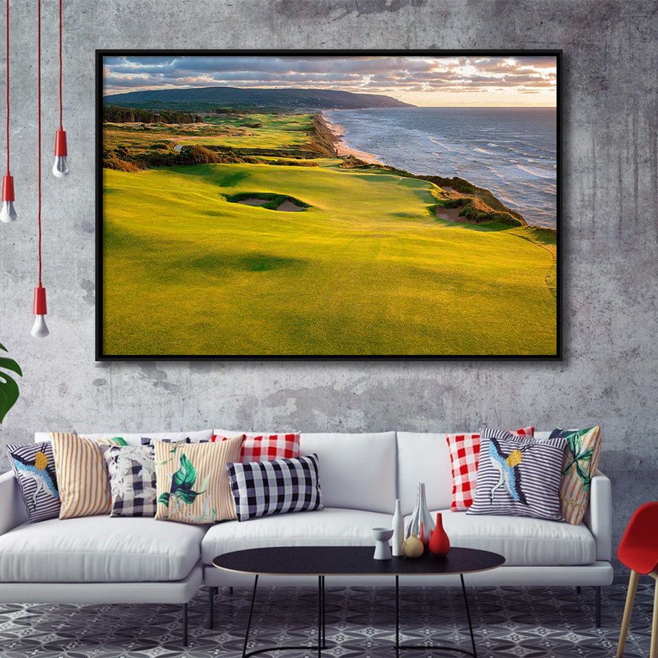 Bandon Dunes Golf Courses At Bandon, Ore, Usa 1, Golf Art Print, Framed Canvas Prints Wall Art Decor, Floating Frame