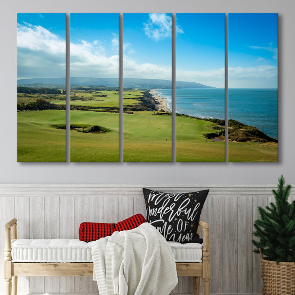 Bandon Dunes Golf Courses At Bandon, Ore, Usa 2, 5 Panels Extra Large Canvas Prints Wall Art Decor