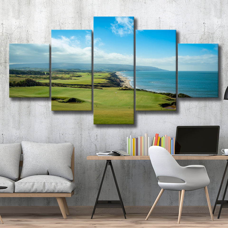 Bandon Dunes Golf Courses At Bandon, Ore, Usa 2, Golf Art Print, 5 Panels Canvas Prints Wall Art Decor